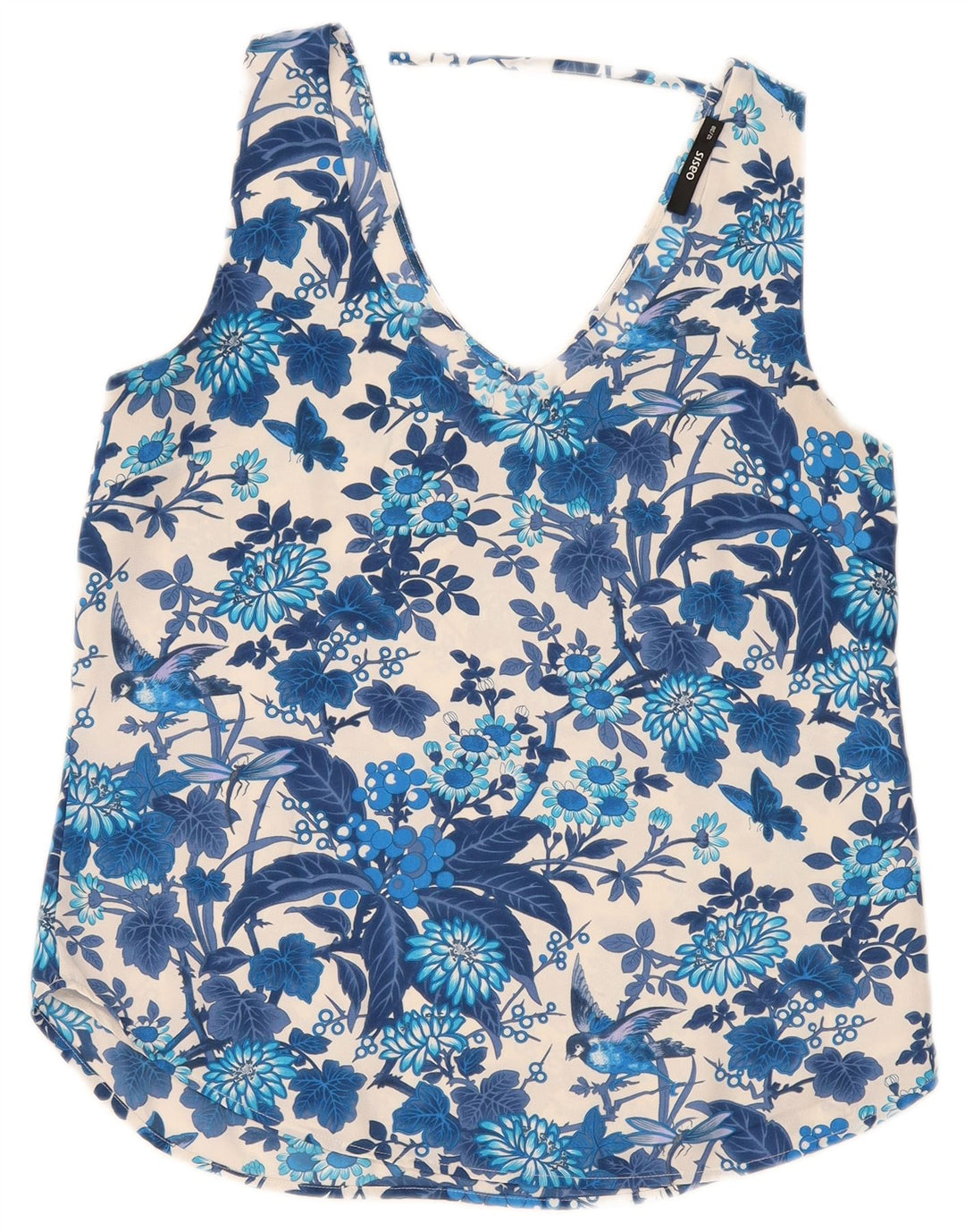 Γυναικεία αμάνικη μπλούζα Oasis Top UK 12 Medium Blue Floral Polyester