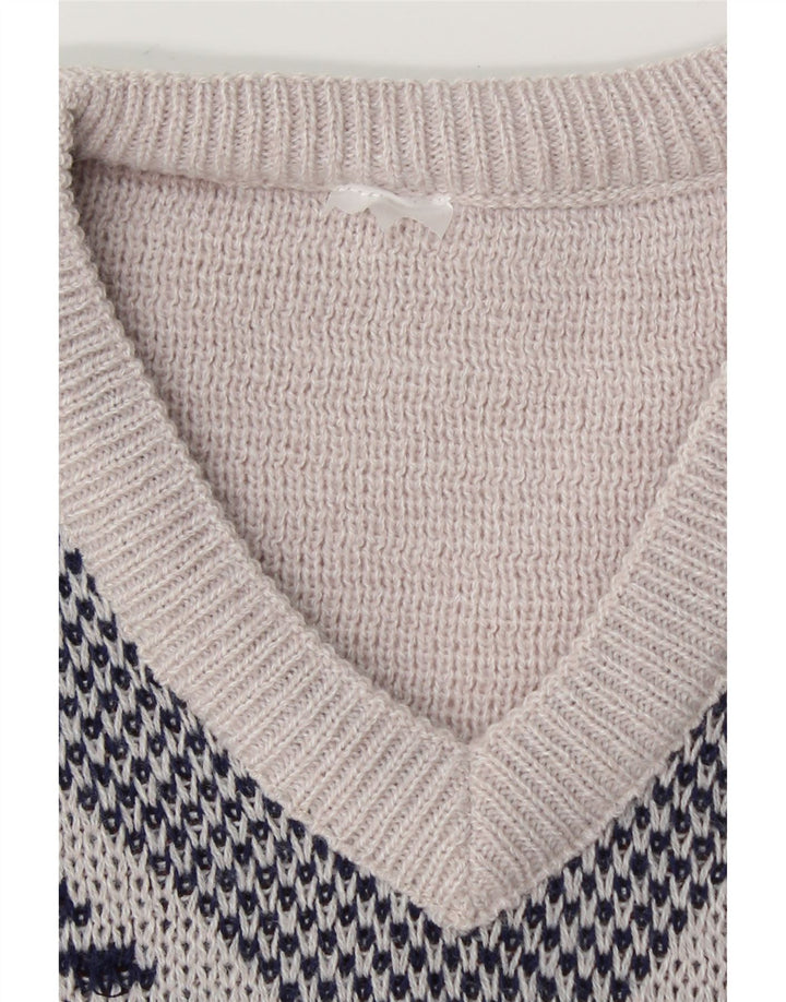 VINTAGE Mens V-Neck Jumper Sweater XL Grey Geometric Vintage Vintage and Second-Hand Vintage from Messina Hembry 