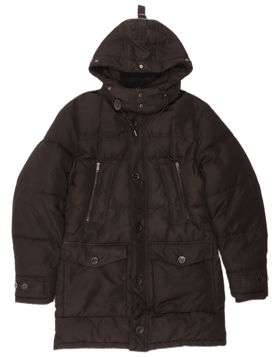 Zara Ανδρικό παλτό με κουκούλα UK 36 Small Black Polyester