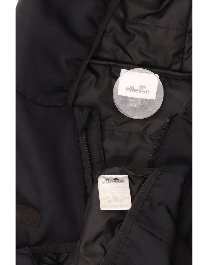 Ellesse Ανδρικό μπουφάν βροχής με κουκούλα UK 40 μεγάλο μαύρο πολυεστέρα