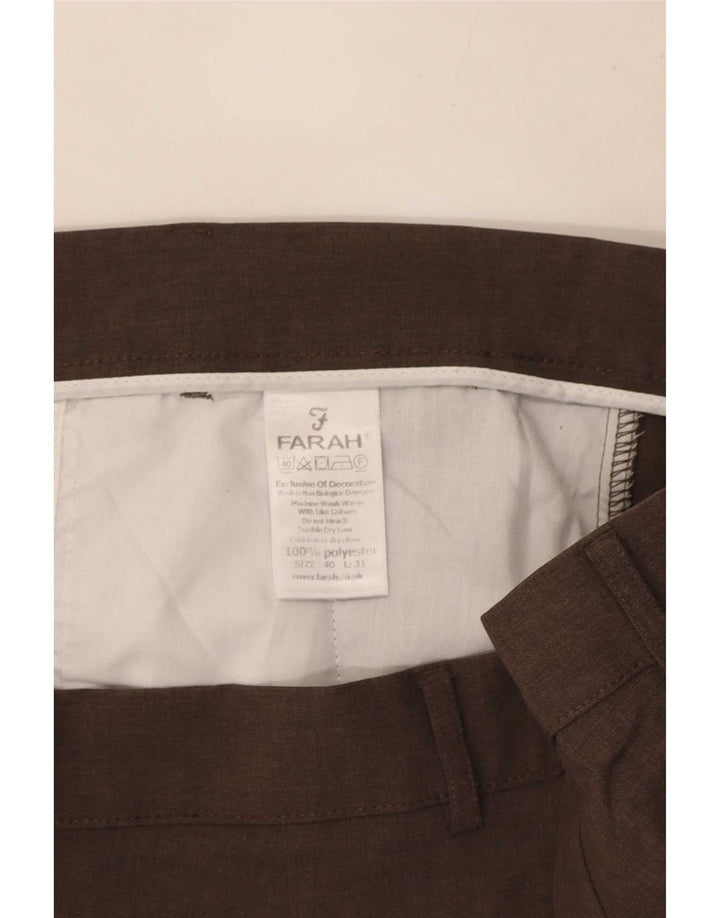 Farah Ανδρικό ίσιο παντελόνι Chino W40 L31 Καφέ Πολυεστέρας