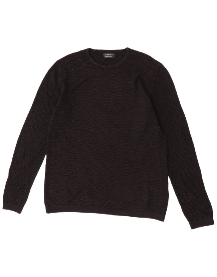Ανδρικό πουλόβερ Zara Crew Neck Jumper Μεσαίο Μαύρο