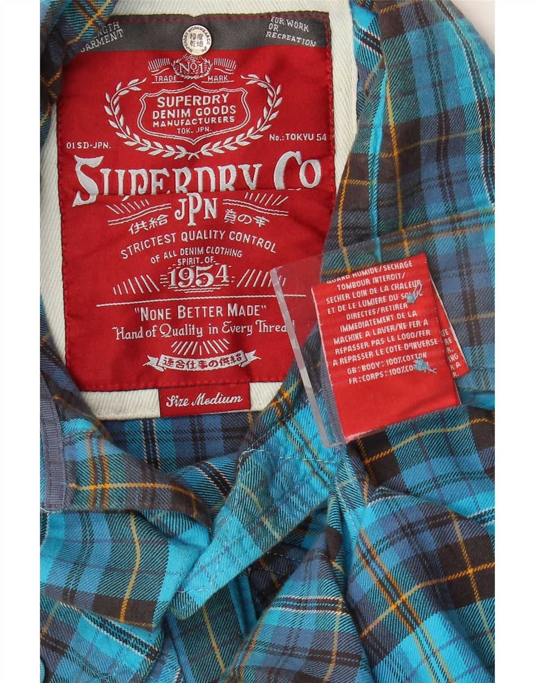 Ανδρικό φανελένιο πουκάμισο Superdry, μεσαίο μπλε βαμβακερό
