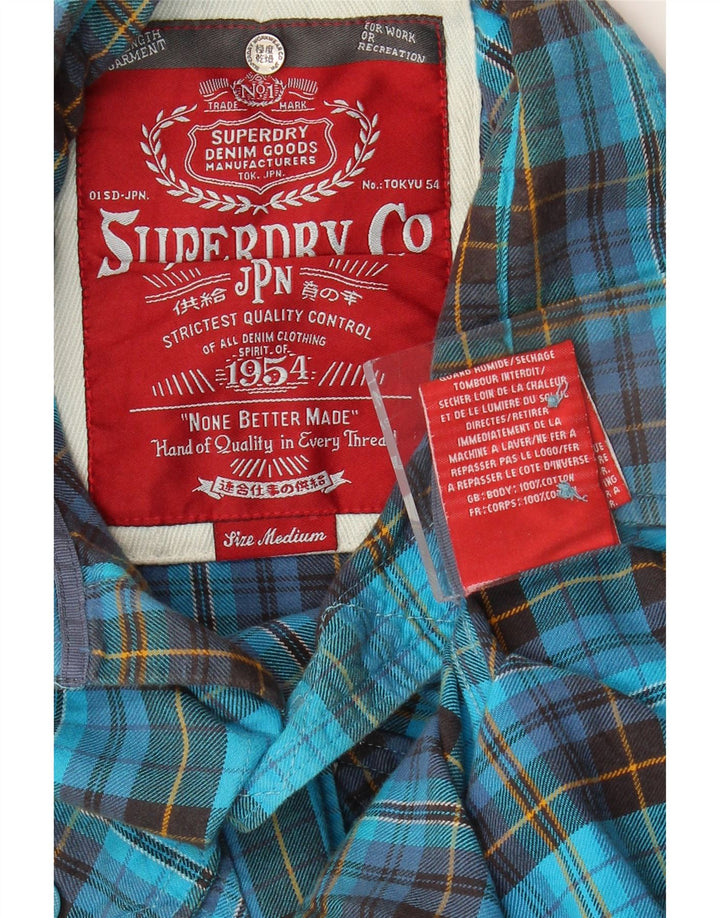 Ανδρικό φανελένιο πουκάμισο Superdry, μεσαίο μπλε βαμβακερό