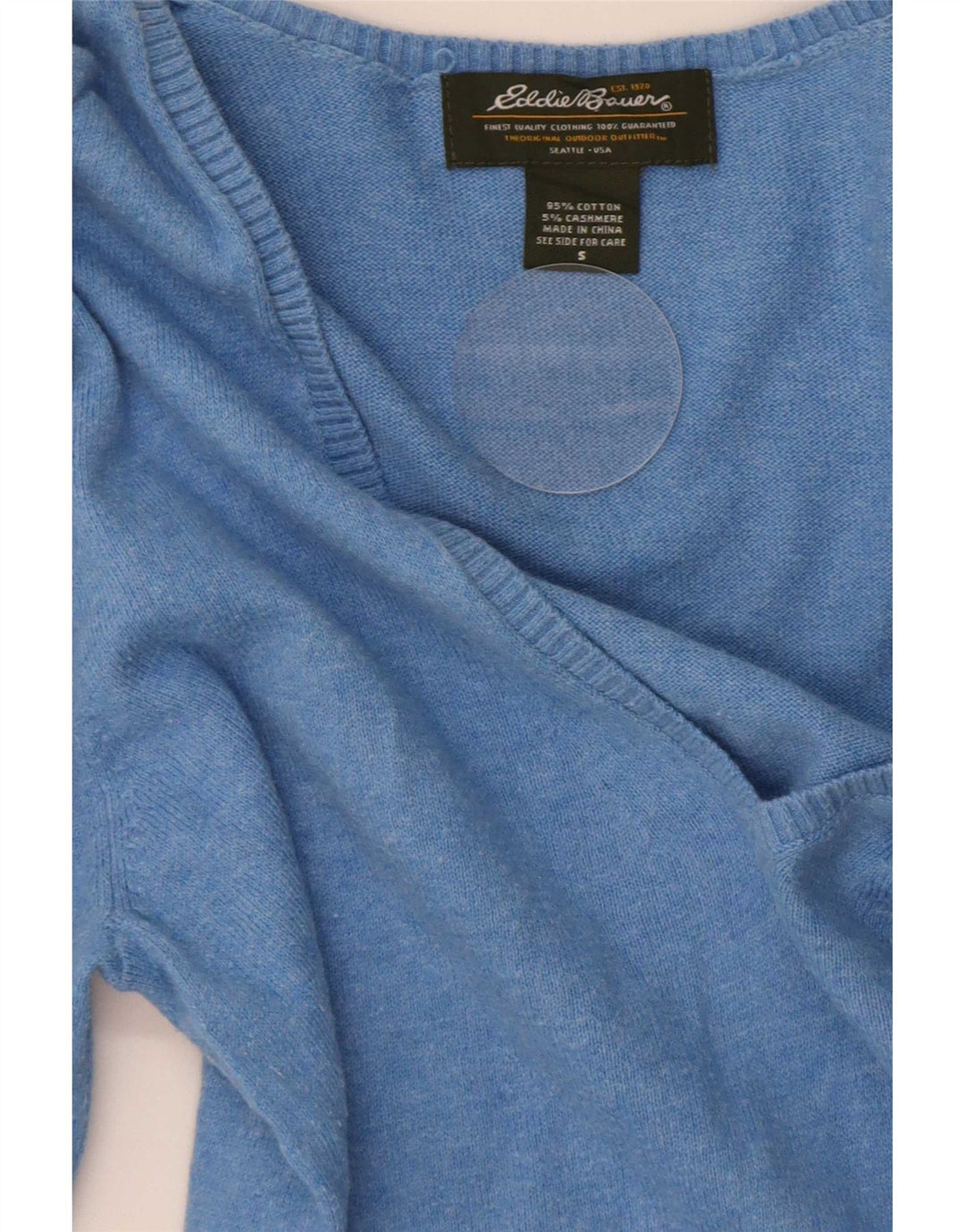 Eddie Bauer Ανδρικό πουλόβερ με λαιμόκοψη με V λαιμόκοψη, μικρό μπλε βαμβακερό
