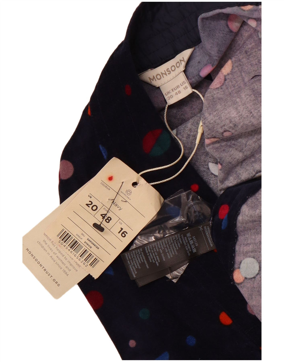 Γυναικεία βελούδινη μίνι φούστα MONSOON UK 20 2XL W40 Βαμβακερή σε μπλε μπλέ