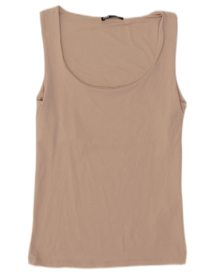 Zara Γυναικείο Γιλέκο Τοπ UK 12 Medium Beige Polyamide