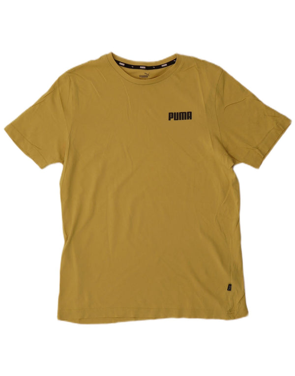 Puma Mens T-Shirt Top Medium Yellow Cotton