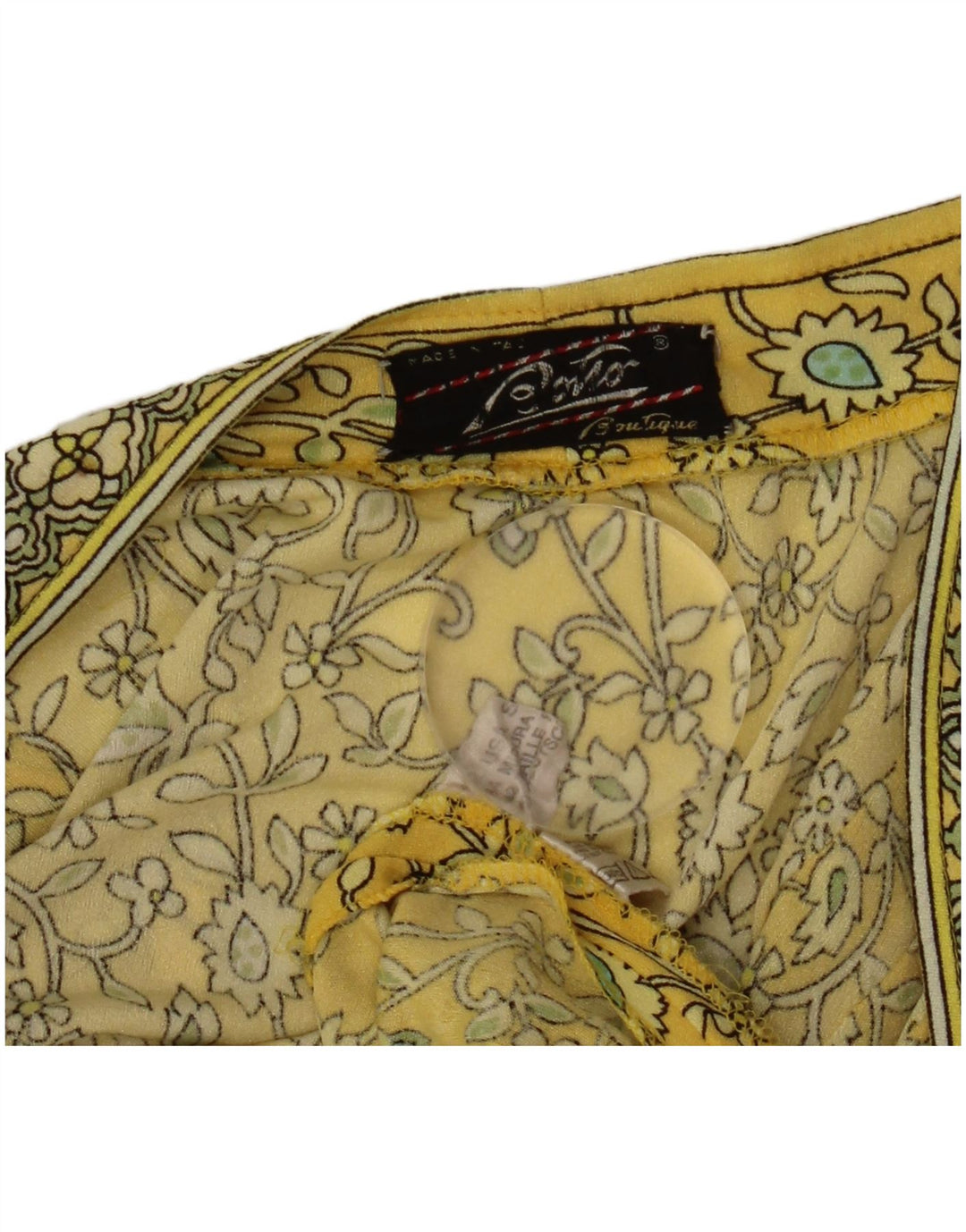 Vintage γυναικείο αμάνικο φαρδύ φόρεμα Basic IT 42 Medium Yellow Paisley