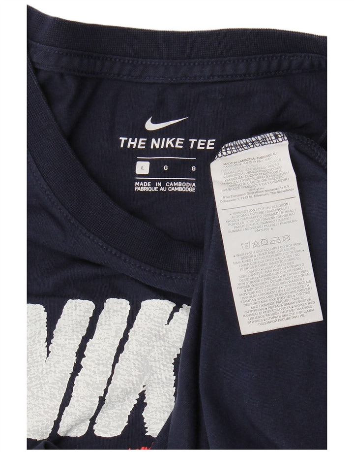 Ανδρικό γραφικό μπλουζάκι Nike, μεγάλο μπλε, βαμβακερό