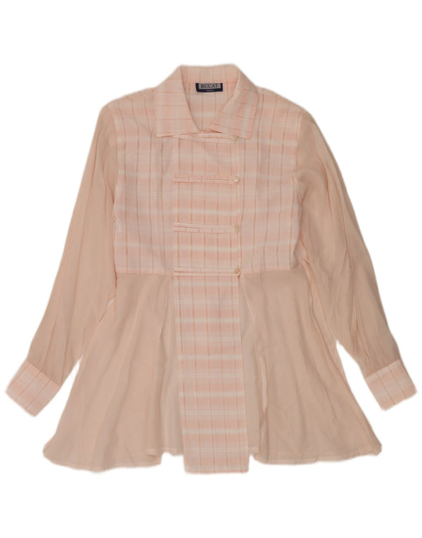 Vintage Womens Shirt Dress UK 12 Medium Pink Check Viscose