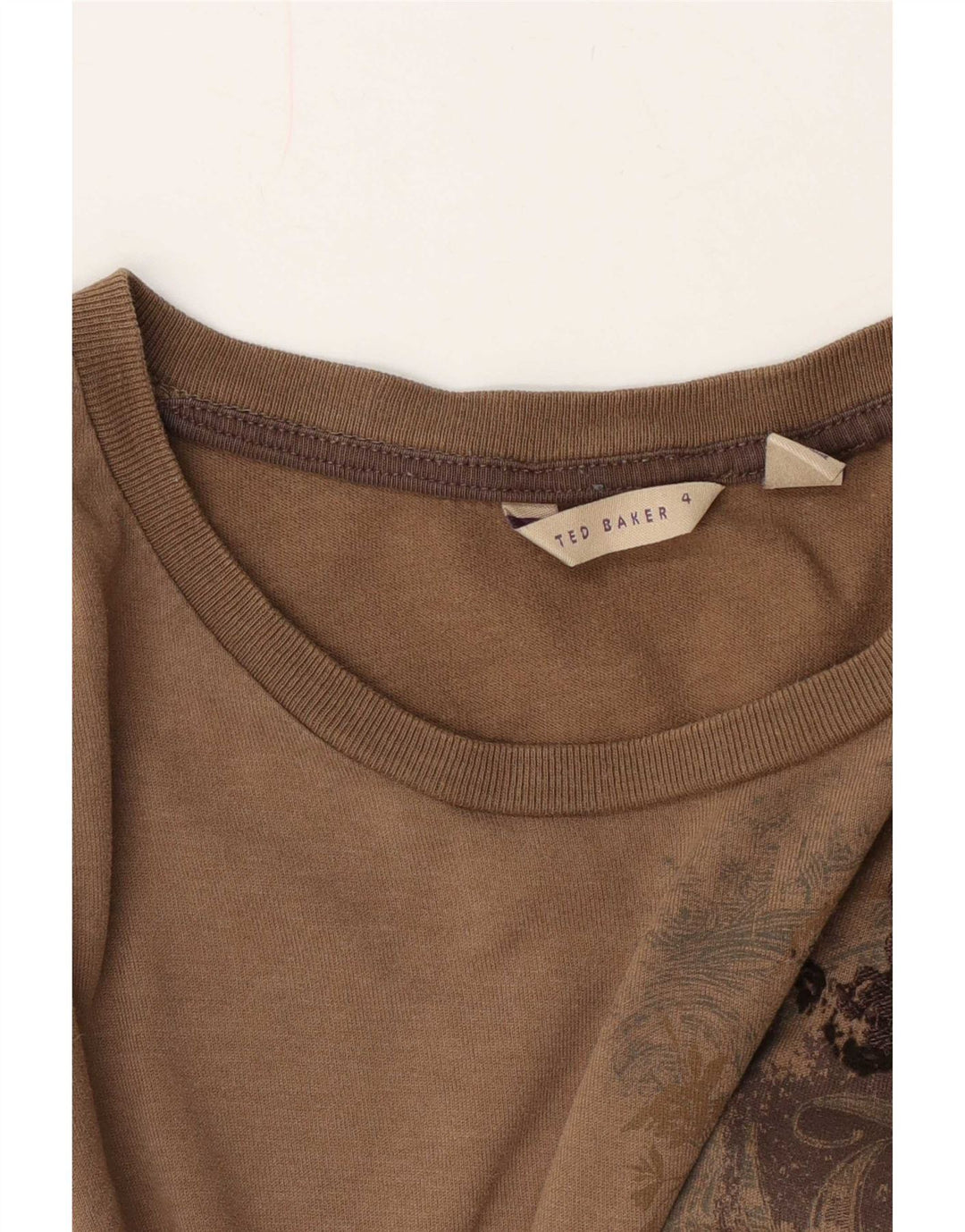 Ανδρικό T-Shirt γραφικό Ted Baker Top Size 4 Μεγάλο Καφέ
