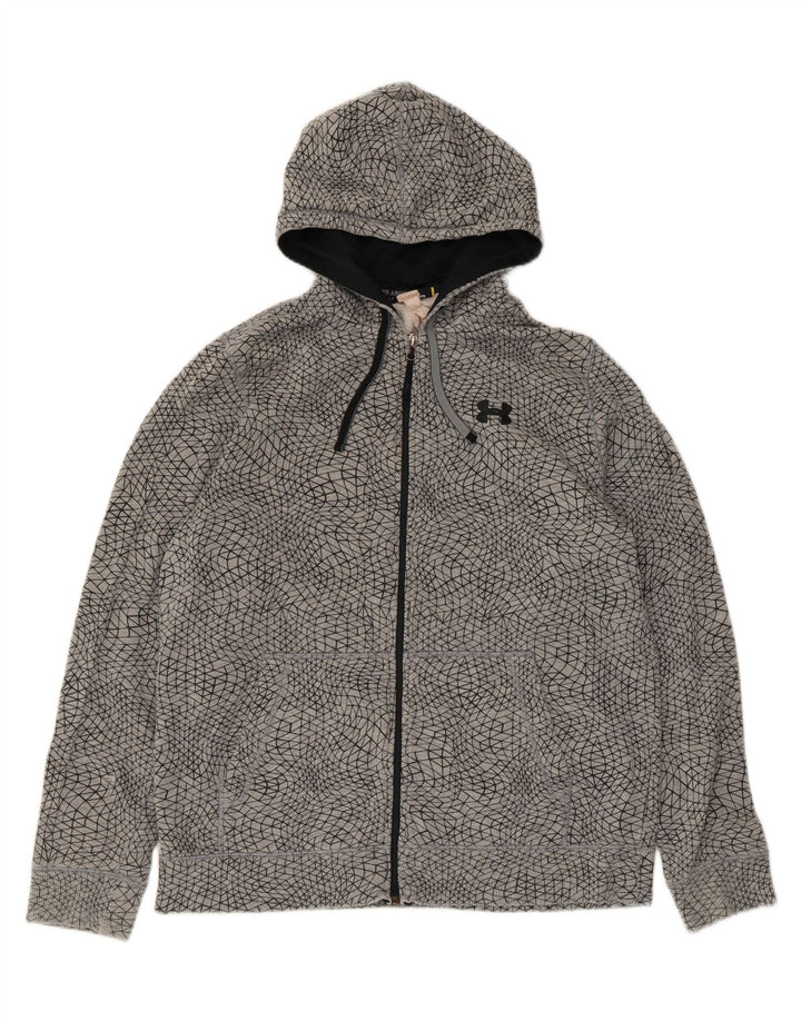Under Armour Ανδρικό πουλόβερ με φερμουάρ με κουκούλα μεγάλο γκρι γεωμετρικό