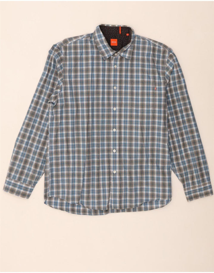 Ανδρικό πουκάμισο Hugo Boss 2XL Blue Check Cotton