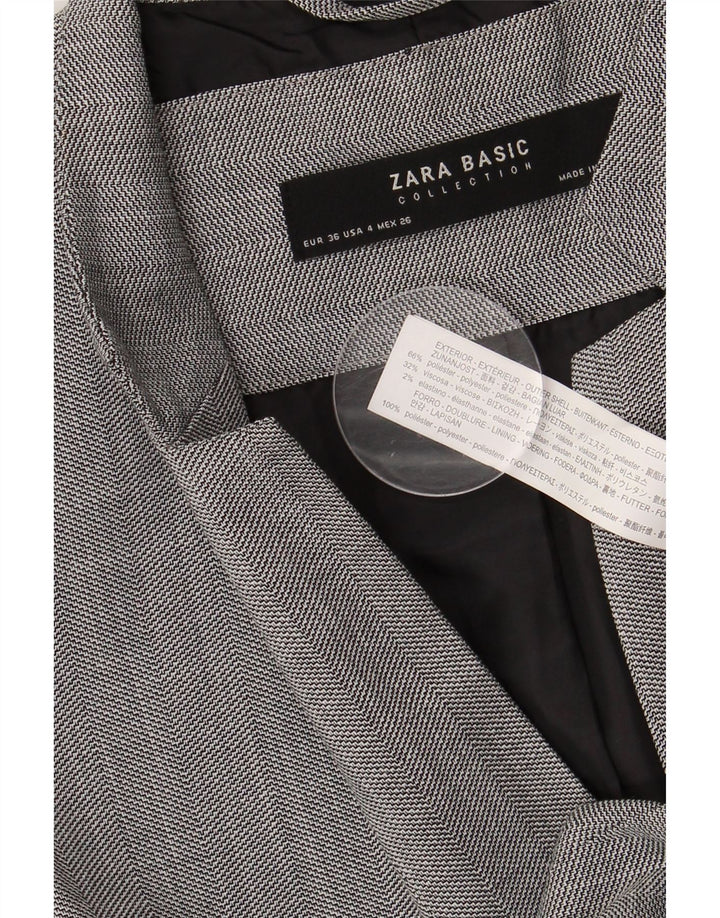 ZARA Γυναικείο Μπουφάν σακάκι με 1 κουμπί EU 36 XS Γκρι Πολυεστέρας