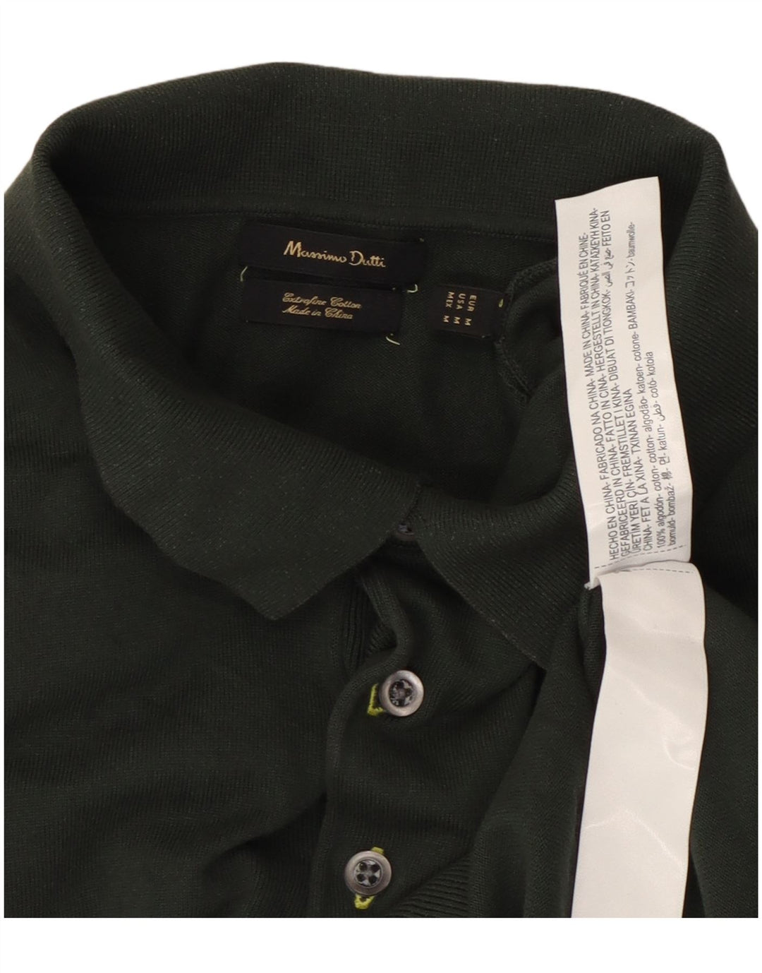 Ανδρικό πουκάμισο πόλο Massimo Dutti, Βαμβακερό μεσαίο πράσινο