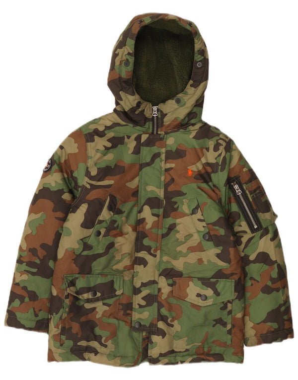Polo Ralph Lauren Boys Windbreaker Jacket 7-8 Years Small Green Camouflage