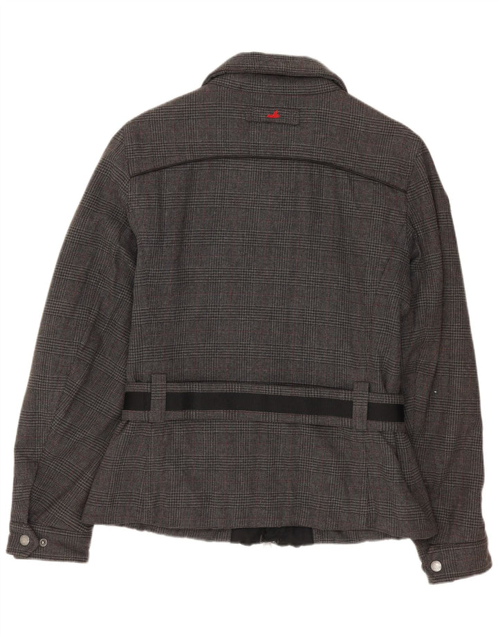 Museum Womens Bomber Jacket UK 14 Medium Grey Houndstooth Cotton