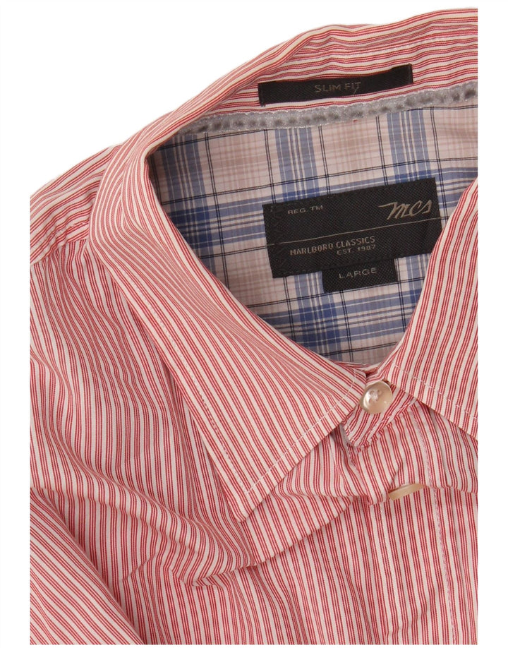 Ανδρικό πουκάμισο MARLBORO CLASSICS Slim Fit μεγάλο ροζ ρίγες