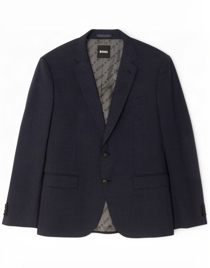 Ανδρικό σακάκι σακάκι Hugo Boss UK 52 XL Navy Blue Check Wool