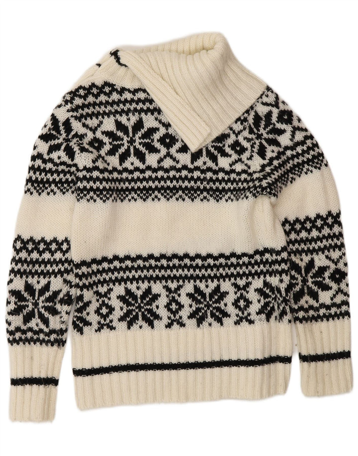 Yessica Γυναικείο πουλόβερ με κουμπιά χιονονιφάδας με κουμπιά για λαιμό, UK 14 Medium White Wint