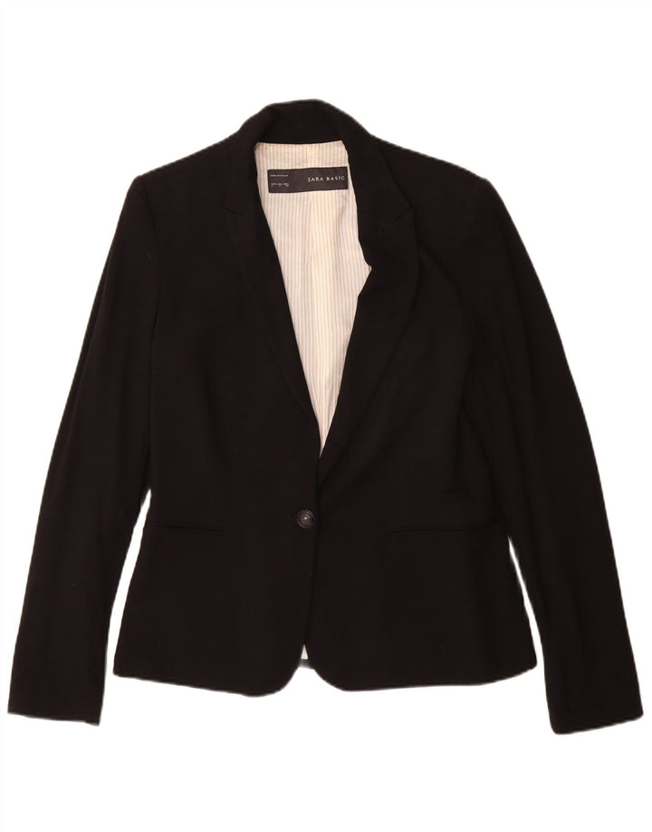 Zara Γυναικείο Μπουφάν 1 Κουμπί Blazer UK 16 Μεγάλη μαύρη βισκόζη