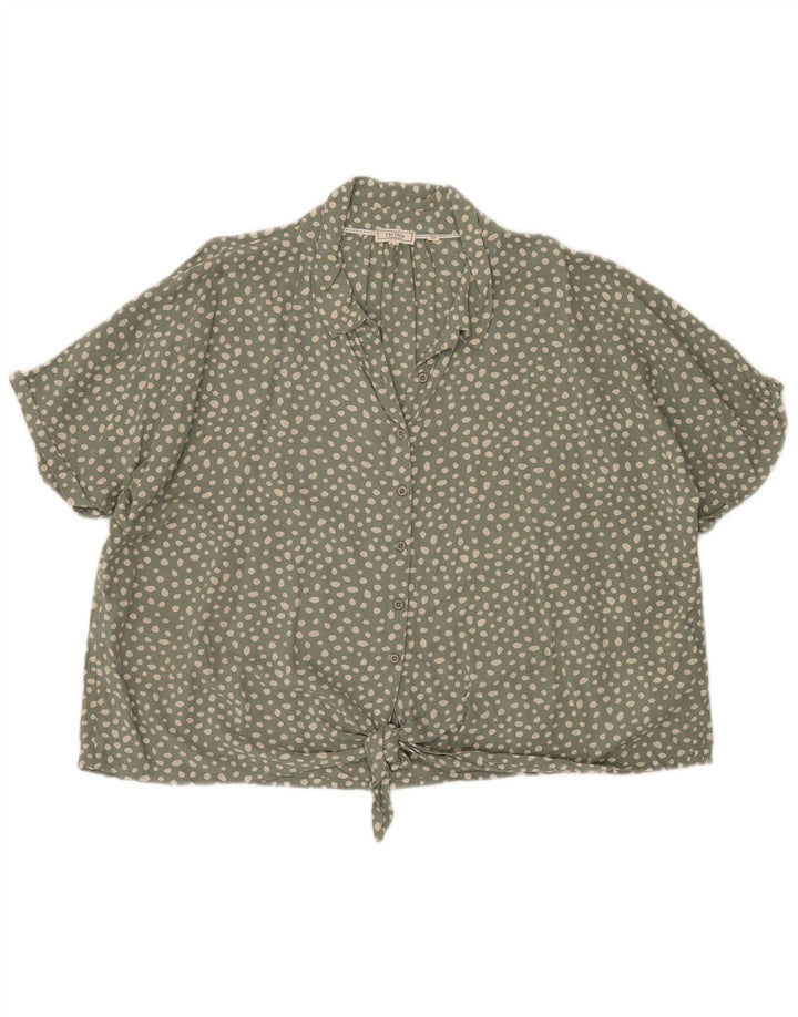 FAT FACE Γυναικείο πουκάμισο με γραβάτα μπλούζα UK 20 2XL με πράσινο στίγματα