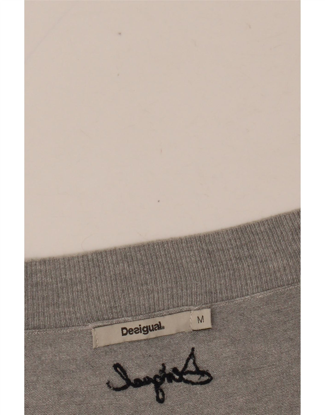 DESIGUAL Γυναικείο πουλόβερ με γραφικό V λαιμόκοψη UK 14 Medium Grey Floral