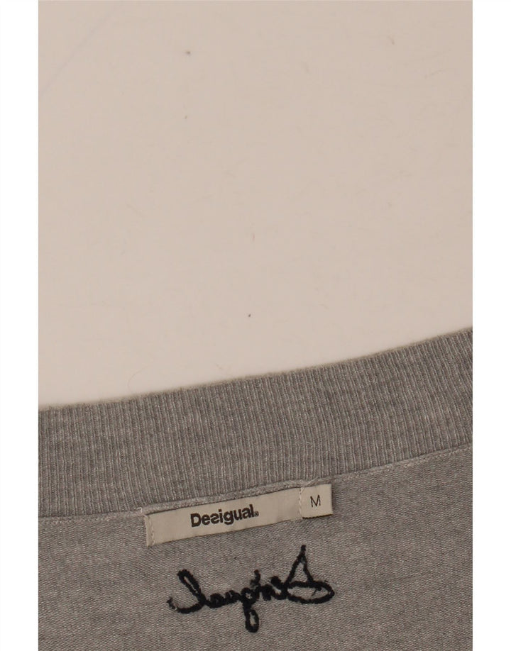 DESIGUAL Γυναικείο πουλόβερ με γραφικό V λαιμόκοψη UK 14 Medium Grey Floral