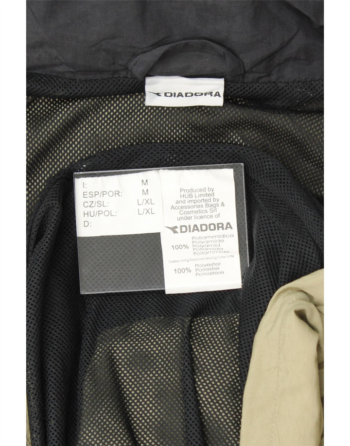 DIADORA Mens Hooded Rain Jacket UK 40 Large Khaki Polyamide Vintage Diadora and Second-Hand Diadora from Messina Hembry 