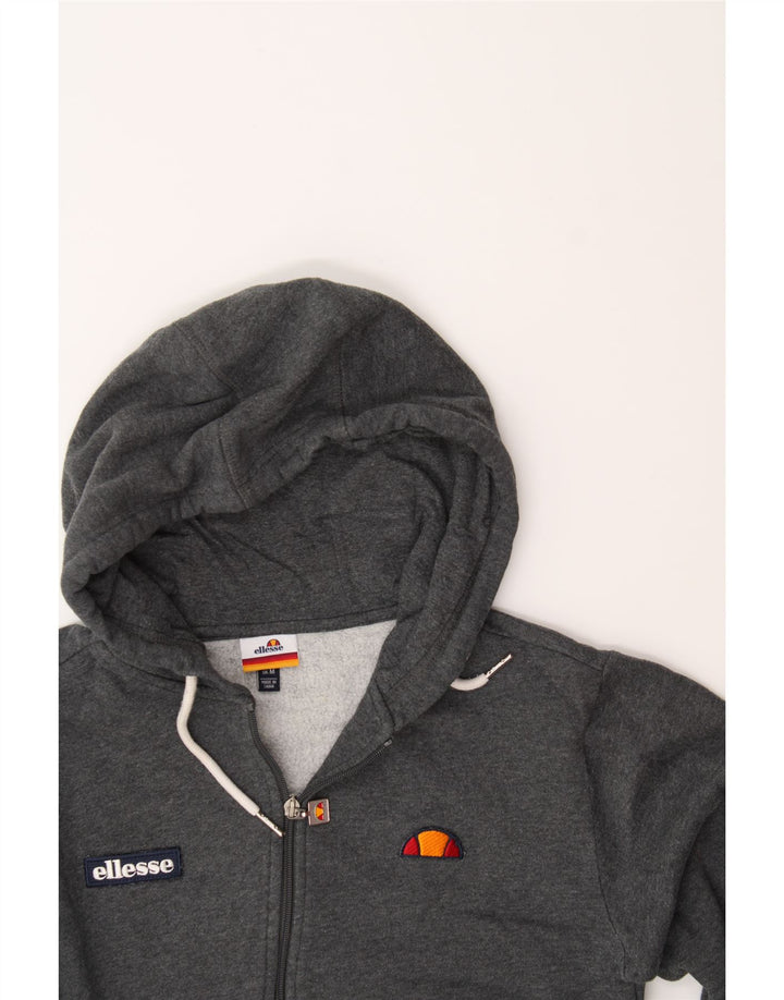 ELLESSE Womens Zip Hoodie Sweater UK 14 Medium Grey Cotton Vintage Ellesse and Second-Hand Ellesse from Messina Hembry 