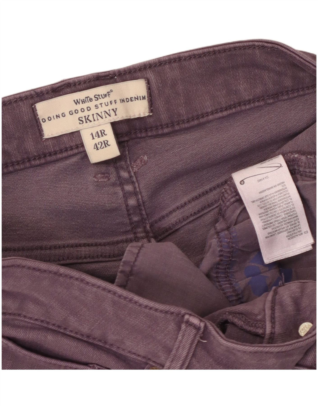 WHITE STUFF Γυναικεία Ψηλόμεση Skinny Jeans UK 14 Large W32 L28 Purple