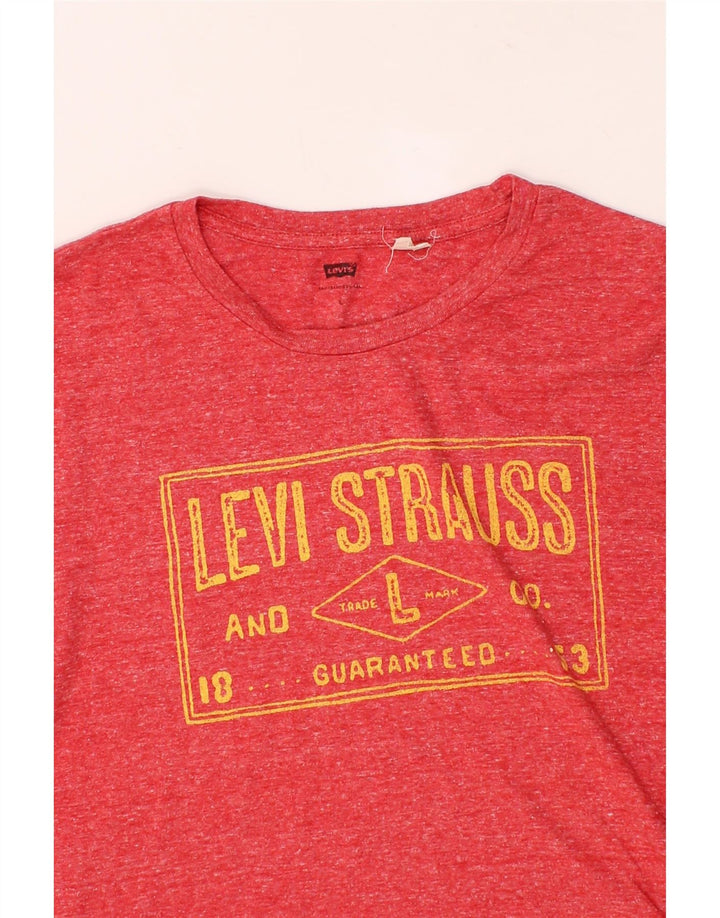 LEVI'S Mens Graphic T-Shirt Top Large Red Flecked Cotton Vintage Levi's and Second-Hand Levi's from Messina Hembry 