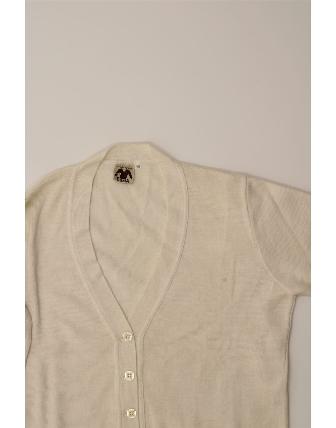 VINTAGE Womens Cardigan Sweater IT 48 XL White Wool Vintage Vintage and Second-Hand Vintage from Messina Hembry 