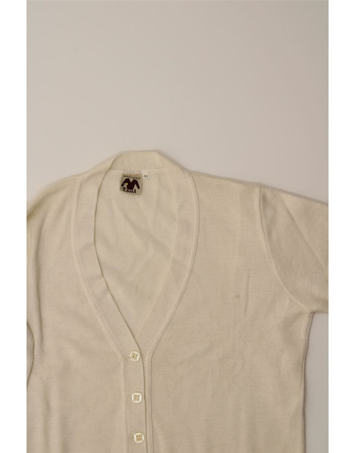 VINTAGE Womens Cardigan Sweater IT 48 XL White Wool Vintage Vintage and Second-Hand Vintage from Messina Hembry 