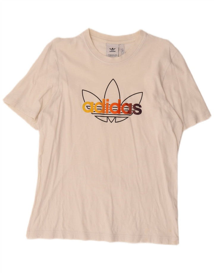 Ανδρικό γραφικό T-Shirt Adidas Top Βαμβακερό μεσαίο σε λευκό χρώμα
