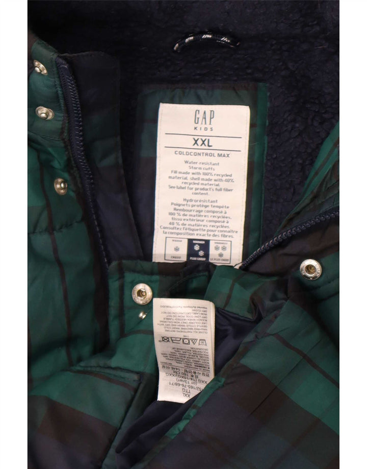 Μπουφάν Gap Boys με κουκούλα με επένδυση 13-14 ετών 2XL Navy Blue Check Polyester