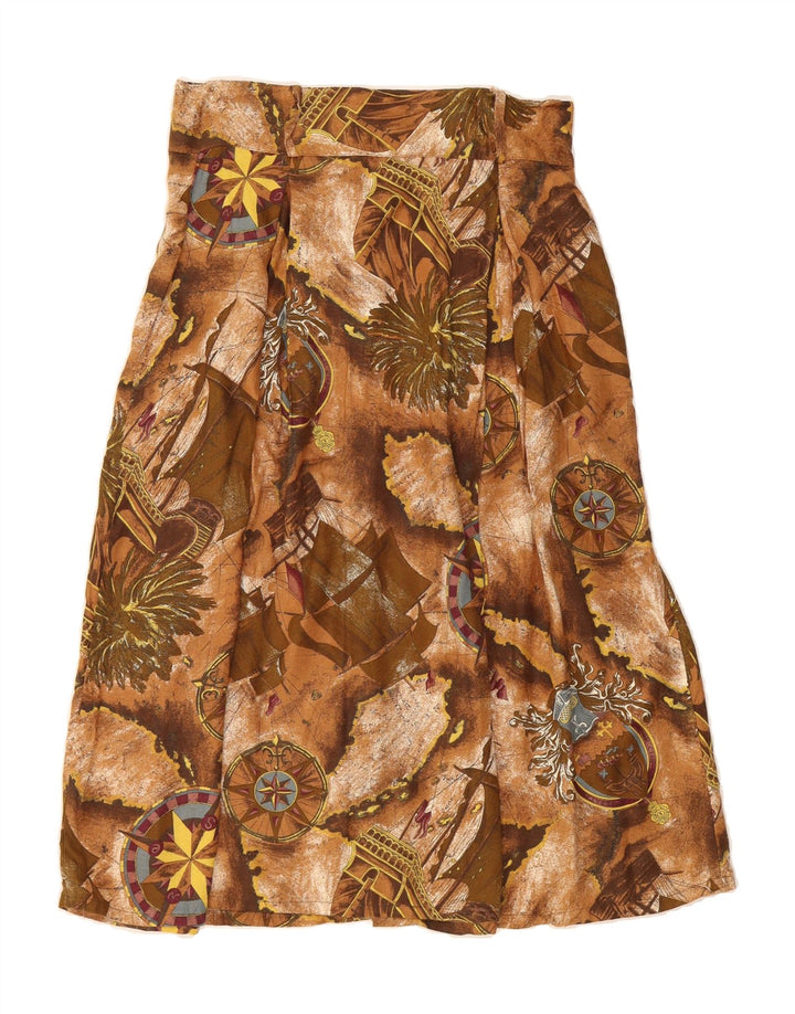 VINTAGE Womens Abstract Pattern A-Line Skirt IT 46 Large W30  Brown Vintage Vintage and Second-Hand Vintage from Messina Hembry 