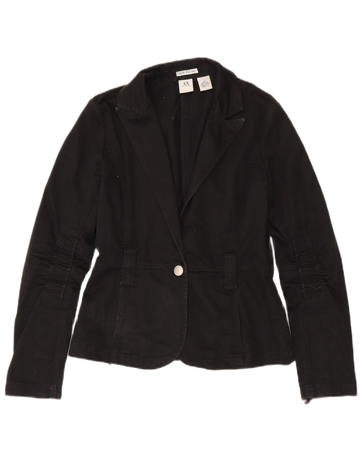 Armani Exchange Γυναικείο Μπουφάν 1 Κουμπί Blazer UK 12 Μεσαίο μαύρο βαμβακερό