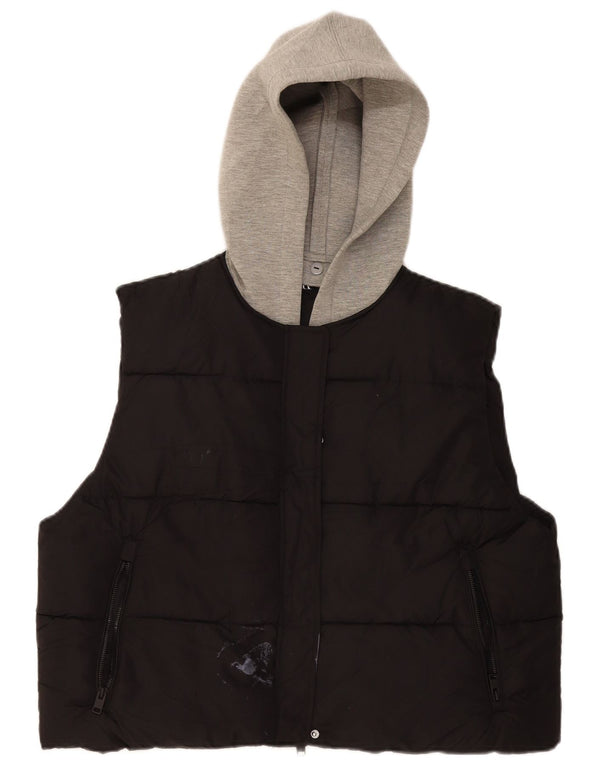 Zara Γυναικεία κουκούλα με επένδυση Gilet UK 18 XL Μαύρος πολυεστέρας