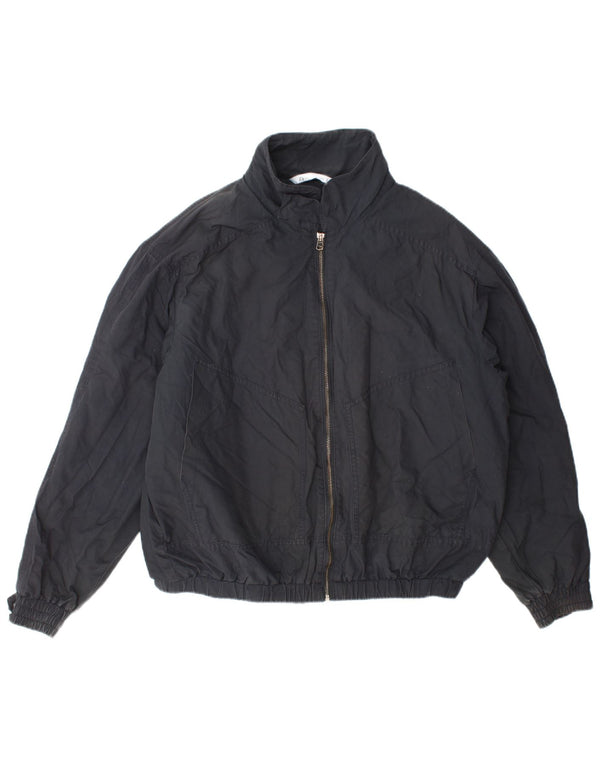 Zara Mens Bomber Jacket UK 40 Large Navy Blue Polyester