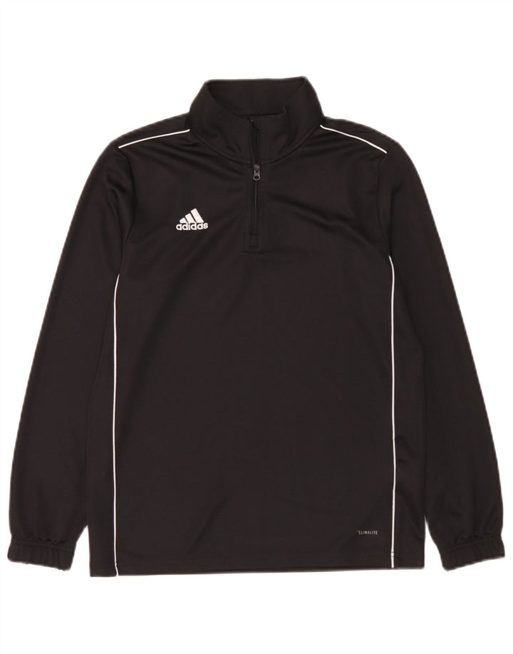 Adidas Boys Climalite με φερμουάρ με λαιμόκοψη μακριά μανίκια 11-12 ετών μαύρο πολυεστέρα