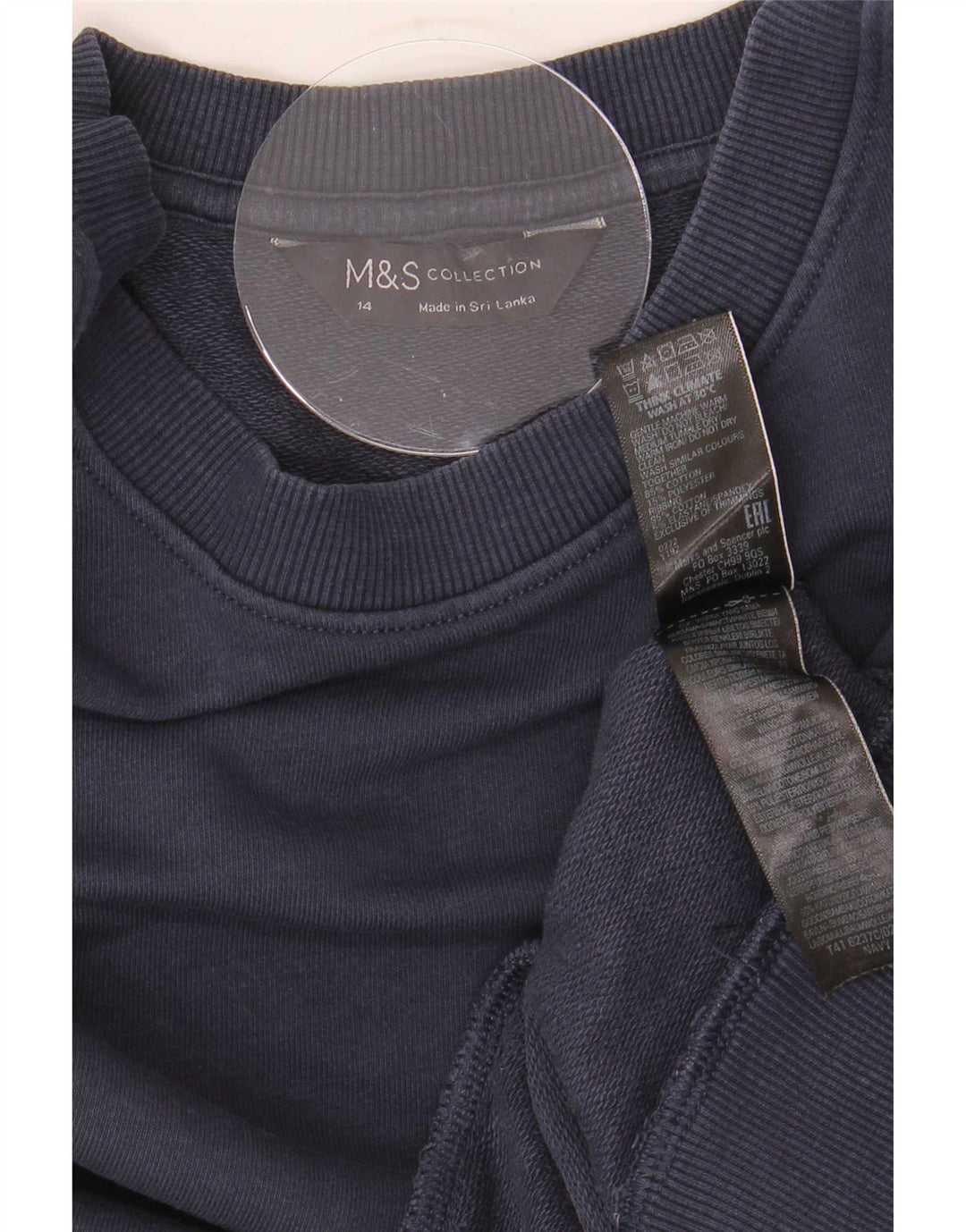 Marks & Spencer Γυναικεία φούτερ Jumper UK 14 Medium Navy Blue Cotton