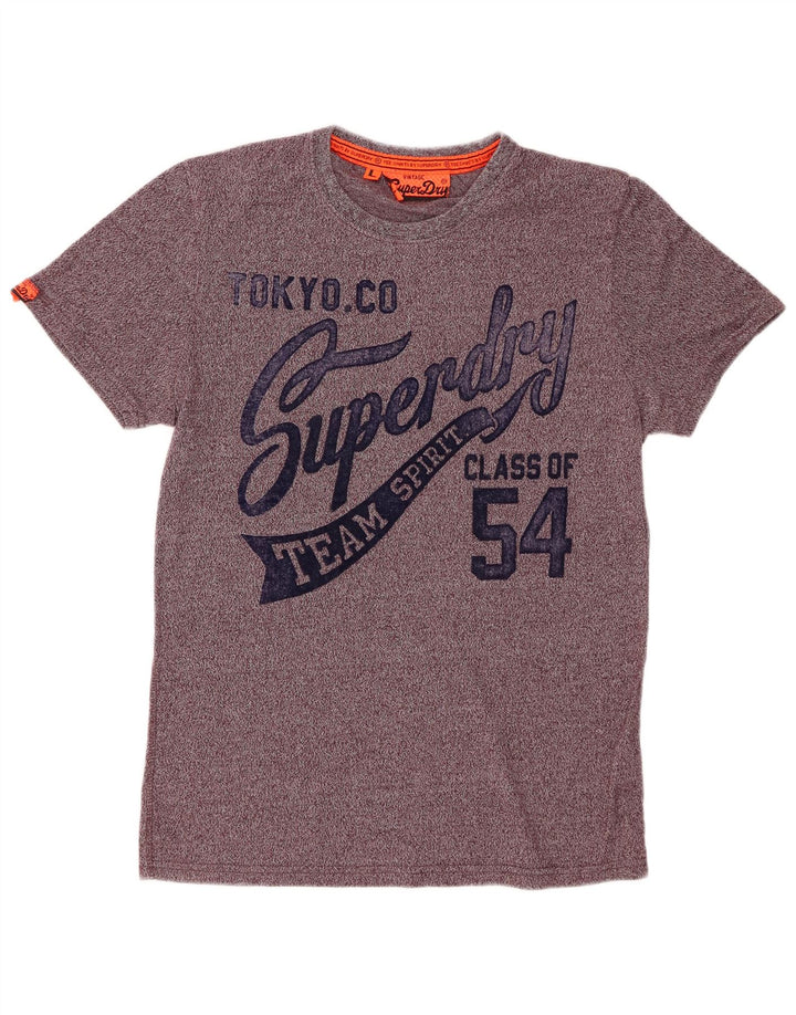 Ανδρικό γραφικό μπλουζάκι SUPERDRY Top μεγάλο μπορντό βαμβακερό