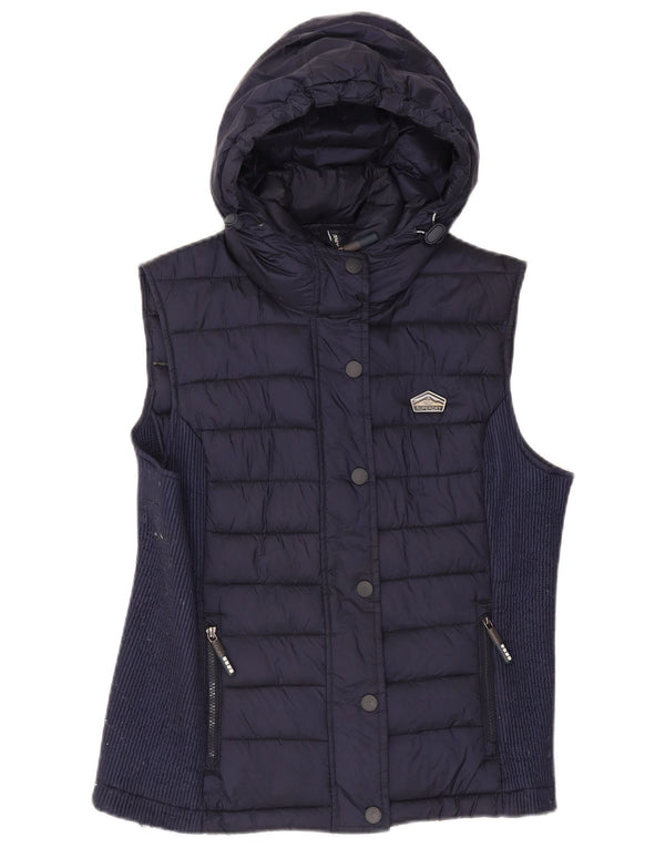Superdry γυναικεία κουκούλα με επένδυση Gilet UK 18 XL Navy Blue Nylon
