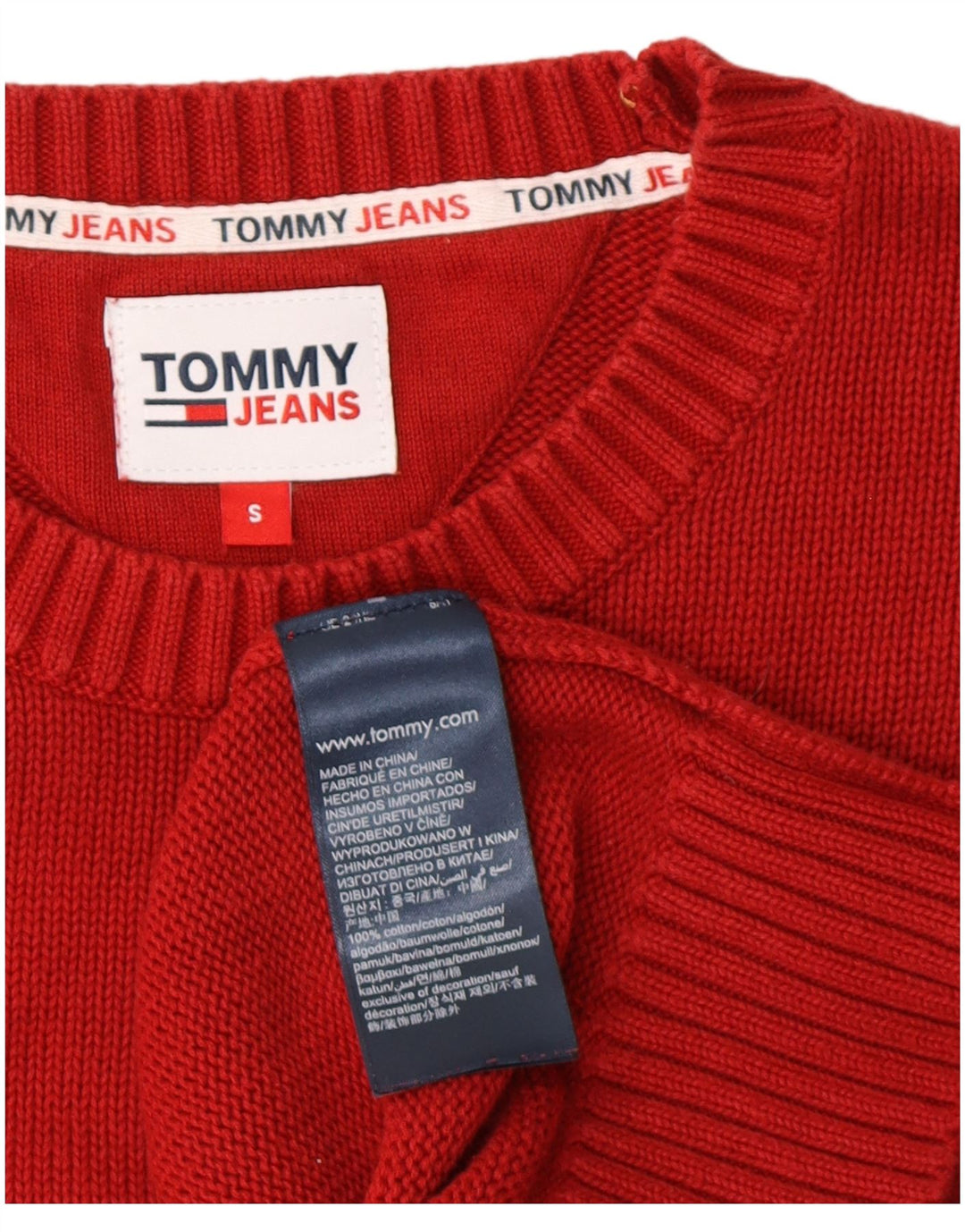 Ανδρικό πουλόβερ με λαιμόκοψη Tommy Hilfiger Μικρό βαμβακερό κόκκινο