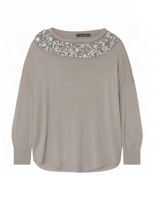 Γυναικείο πουλόβερ Oasis Boat Neck Jumper UK 10 Small Grey Viscose