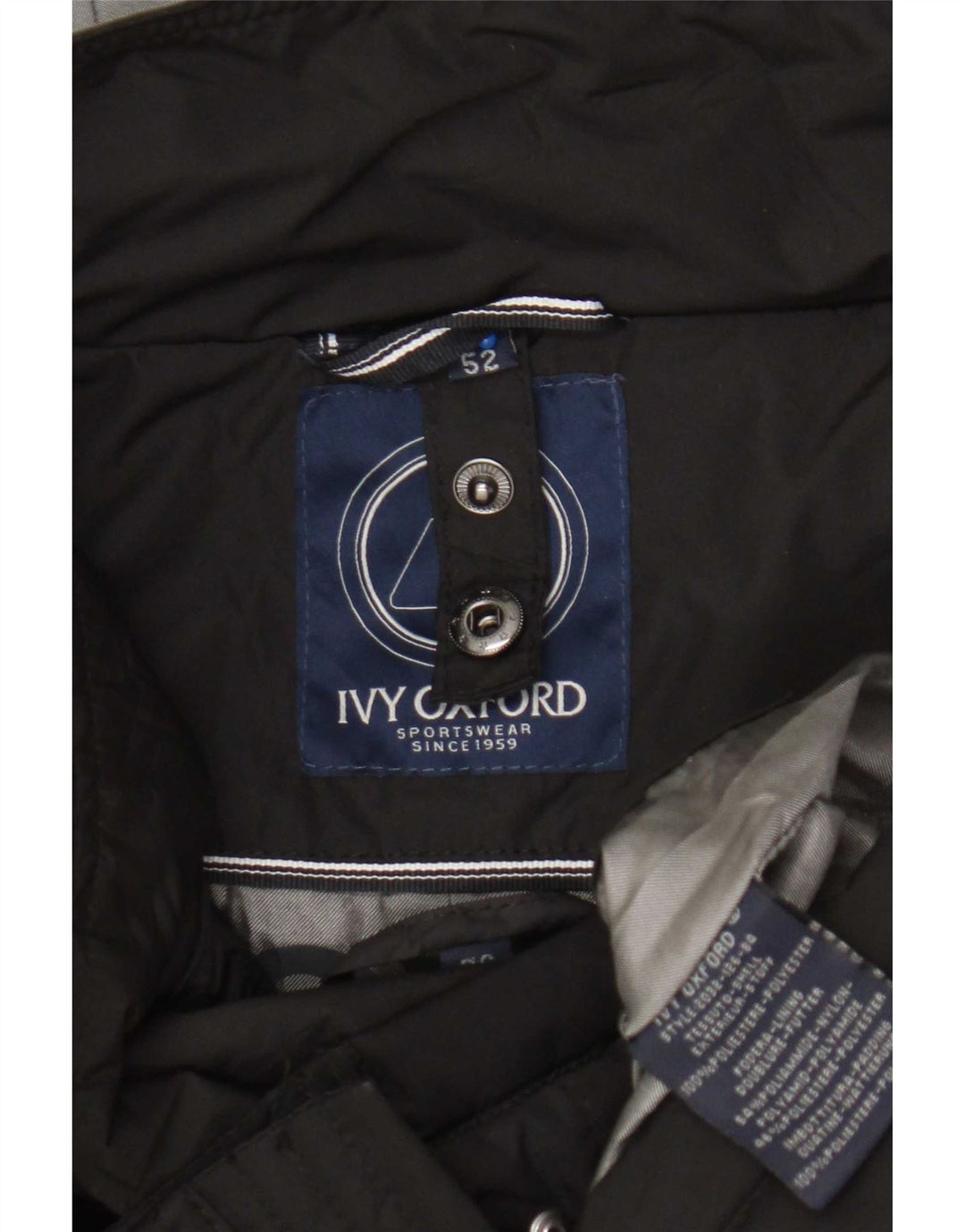 Ανδρικό μπουφάν με κουκούλα Ivy Oxford IT 52 XL μαύρο πολυεστέρα