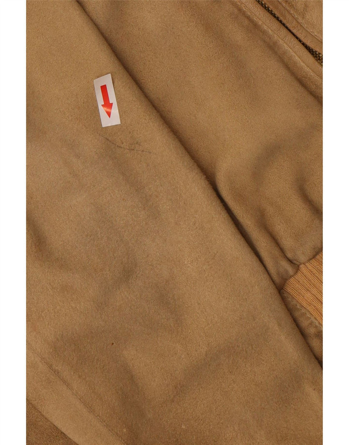 Vintage Ανδρικό Suede Bomber Jacket IT 52 XL Καφέ Βαμβακερό