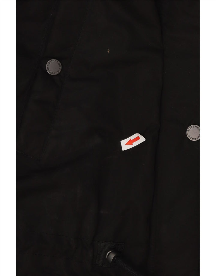 Superdry γυναικείο μπουφάν Parka με κουκούλα UK 16 μεγάλου μαύρου πολυεστέρα